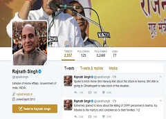 Home Minister Rajnath Singh on Twitter